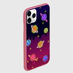 Чехол iPhone 11 Pro матовый Pizza in Space, цвет: 3D-малиновый — фото 2