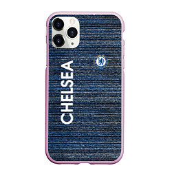 Чехол iPhone 11 Pro матовый CHELSEA F C ЧЕЛСИ ШУМ ПОЛОС ТЕКСТУРА, цвет: 3D-розовый