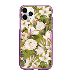 Чехол iPhone 11 Pro матовый Цветы Лилии и Астры, цвет: 3D-фиолетовый