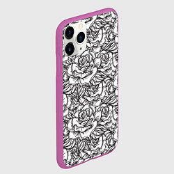 Чехол iPhone 11 Pro матовый Цветы Много Белых Роз, цвет: 3D-фиолетовый — фото 2