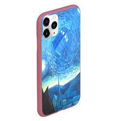 Чехол iPhone 11 Pro матовый Тардис Ван Гог, цвет: 3D-малиновый — фото 2