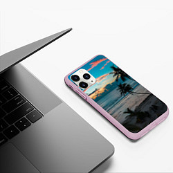 Чехол iPhone 11 Pro матовый Вечерний остров, цвет: 3D-розовый — фото 2