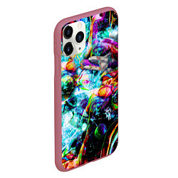 Чехол iPhone 11 Pro матовый Красочный космос, цвет: 3D-малиновый — фото 2