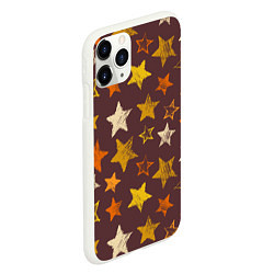 Чехол iPhone 11 Pro матовый Звездное коричневое небо, цвет: 3D-белый — фото 2