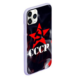 Чехол iPhone 11 Pro матовый Ссср - серп и молот - звезда - пламя, цвет: 3D-светло-сиреневый — фото 2