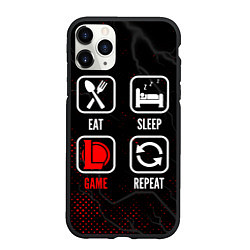 Чехол iPhone 11 Pro матовый Eat, Sleep, League of Legends, Repeat, цвет: 3D-черный