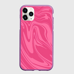 Чехол iPhone 11 Pro матовый РОЗОВЫЕ РАЗВОДЫ КРАСКИ МРАМОРНЫЙ, цвет: 3D-фиолетовый