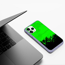 Чехол iPhone 11 Pro матовый САЛАТОВЫЕ НЕОНОВЫЕ БРЫЗГИ КРАСКИ, цвет: 3D-светло-сиреневый — фото 2