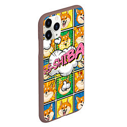 Чехол iPhone 11 Pro матовый Pop art shiba inu, цвет: 3D-коричневый — фото 2