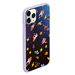 Чехол iPhone 11 Pro матовый Смайлики-руки 3D Emoji Hands, цвет: 3D-светло-сиреневый — фото 2