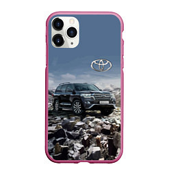 Чехол iPhone 11 Pro матовый Toyota Land Cruiser 200 V8, цвет: 3D-малиновый