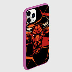 Чехол iPhone 11 Pro матовый Голова красного быка, цвет: 3D-фиолетовый — фото 2