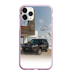 Чехол iPhone 11 Pro матовый Тoyota Land Cruiser Prado у горного коттеджа Mount, цвет: 3D-розовый