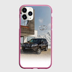 Чехол iPhone 11 Pro матовый Тoyota Land Cruiser Prado у горного коттеджа Mount, цвет: 3D-малиновый