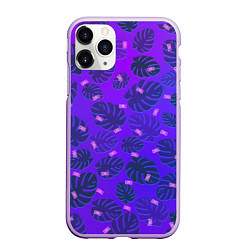 Чехол iPhone 11 Pro матовый Неоновый Chill и пальмовые листья