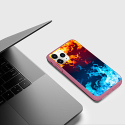 Чехол iPhone 11 Pro матовый Лед и Пламя Борьба стихий, цвет: 3D-малиновый — фото 2