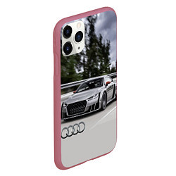 Чехол iPhone 11 Pro матовый Ауди на скоростном шоссе Audi on the expressway, цвет: 3D-малиновый — фото 2