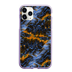 Чехол iPhone 11 Pro матовый Оранжево-Синяя Вулканическая Лава, цвет: 3D-светло-сиреневый