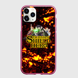 Чехол iPhone 11 Pro матовый The Rising of the Shield Hero персонажи на фоне че, цвет: 3D-малиновый