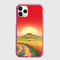 Чехол iPhone 11 Pro матовый Дорога к солнцу, цвет: 3D-малиновый