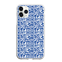 Чехол iPhone 11 Pro матовый QR код паттерн синий