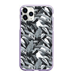 Чехол iPhone 11 Pro матовый Чёрно-белые Листья Пальм