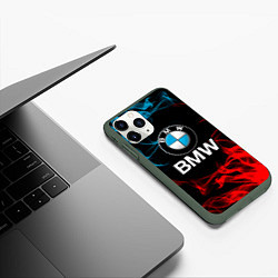 Чехол iPhone 11 Pro матовый Bmw Огонь, цвет: 3D-темно-зеленый — фото 2