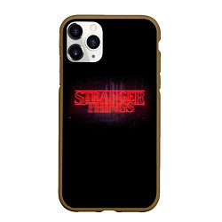 Чехол iPhone 11 Pro матовый С логотипом Stranger Things, цвет: 3D-коричневый