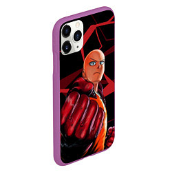 Чехол iPhone 11 Pro матовый Ванпанчмен- человек одного удара, цвет: 3D-фиолетовый — фото 2