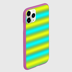 Чехол iPhone 11 Pro матовый Бирюзово-желтые неоновые полосы, цвет: 3D-фиолетовый — фото 2