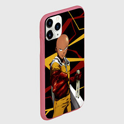 Чехол iPhone 11 Pro матовый One Punch Man - Сайтама-аниме, цвет: 3D-малиновый — фото 2