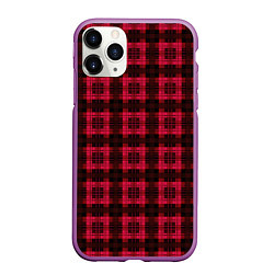 Чехол iPhone 11 Pro матовый Красно-черный узор в клетку шотландка, цвет: 3D-фиолетовый