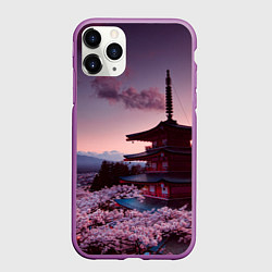 Чехол iPhone 11 Pro матовый Цветение сакуры в Японии, цвет: 3D-фиолетовый