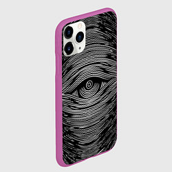 Чехол iPhone 11 Pro матовый Око и магнитные волны, цвет: 3D-фиолетовый — фото 2