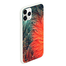 Чехол iPhone 11 Pro матовый Зеленые и оранжевые завихрения, цвет: 3D-белый — фото 2