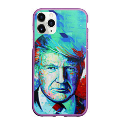 Чехол iPhone 11 Pro матовый Дональд Трамп арт, цвет: 3D-фиолетовый