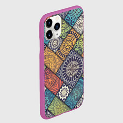 Чехол iPhone 11 Pro матовый Мандала орнамент, цвет: 3D-фиолетовый — фото 2