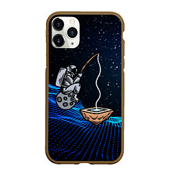Чехол iPhone 11 Pro матовый Космонавт - рыбак