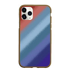 Чехол iPhone 11 Pro матовый Полосатый коричнево-голубой паттерн, цвет: 3D-коричневый