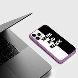 Чехол iPhone 11 Pro матовый White and Black Белое и Чёрное, цвет: 3D-фиолетовый — фото 2