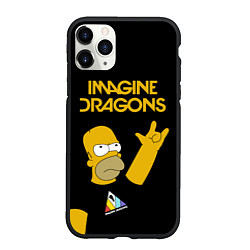 Чехол iPhone 11 Pro матовый Imagine Dragons Гомер Симпсон Рокер