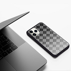 Чехол iPhone 11 Pro матовый Геометрический узор в серых тонах градиент, цвет: 3D-черный — фото 2