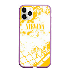 Чехол iPhone 11 Pro матовый Nirvana - нирвана смайл, цвет: 3D-фиолетовый