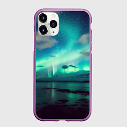 Чехол iPhone 11 Pro матовый Aurora borealis, цвет: 3D-фиолетовый