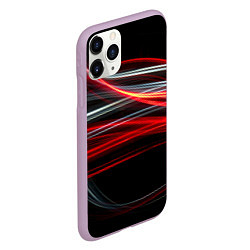 Чехол iPhone 11 Pro матовый Волнообразные линии неона - Красный, цвет: 3D-сиреневый — фото 2