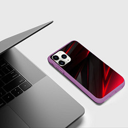 Чехол iPhone 11 Pro матовый Красно-черный фон, цвет: 3D-фиолетовый — фото 2
