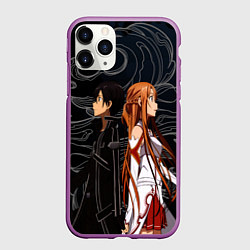 Чехол iPhone 11 Pro матовый Кирито и Асуна - Sword Art Online, цвет: 3D-фиолетовый