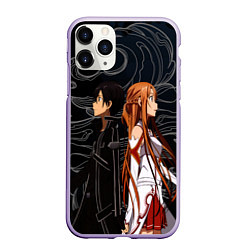 Чехол iPhone 11 Pro матовый Кирито и Асуна - Sword Art Online, цвет: 3D-светло-сиреневый