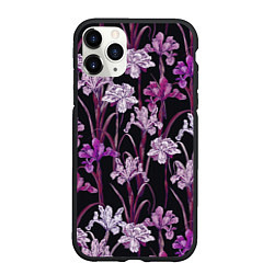 Чехол iPhone 11 Pro матовый Цветы Фиолетовые Ирисы, цвет: 3D-черный