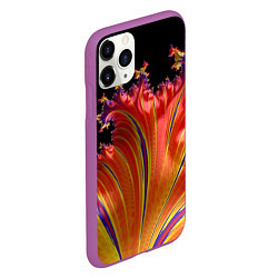 Чехол iPhone 11 Pro матовый Фрактал перо жар-птицы Абстракция, цвет: 3D-фиолетовый — фото 2